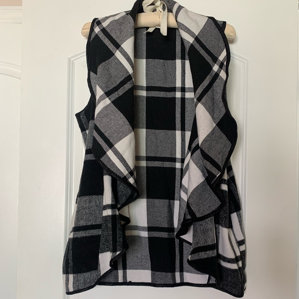 Black and White Flannel Vest